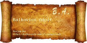 Balkovics Adolf névjegykártya